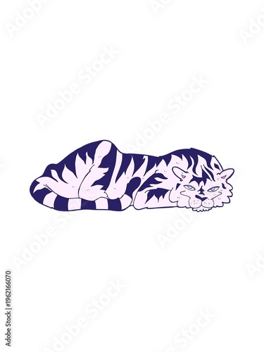 pixelize effect animation of cartoon resting tiger