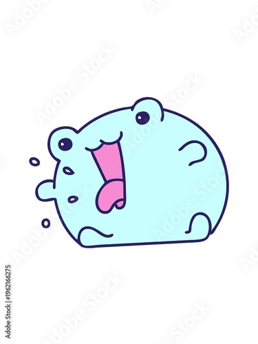 spinning motion animation of cartoon of a funny happy frog