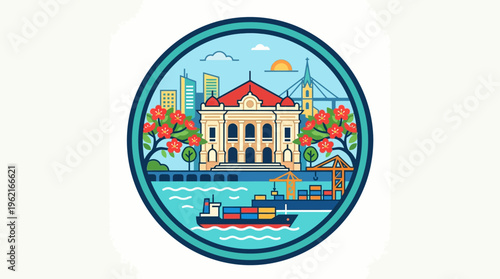 Ho Chi Minh City Icon Opera House and Cityscape