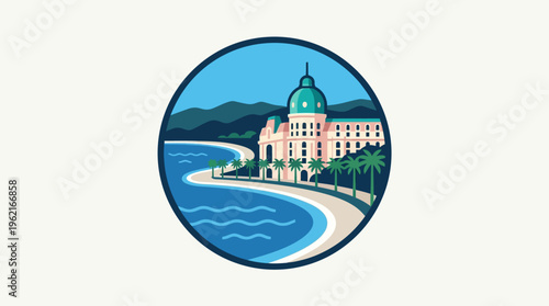 Coastal Resort Badge Beachfront Building and Scenic View