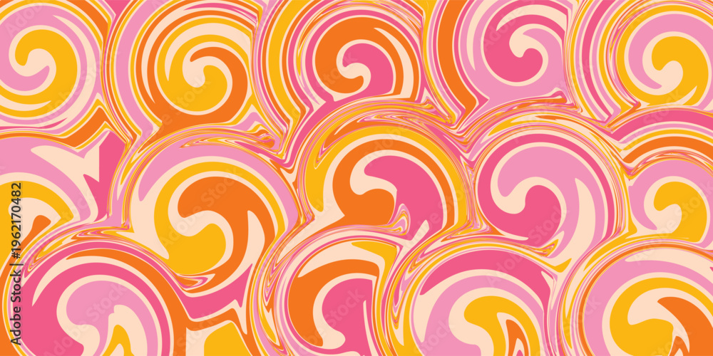 Fototapeta premium Cool Abstract Psychedelic Background. Vector Design Groovy Pattern Y2k Texture. Hand Drawn Trippy Backdrop.