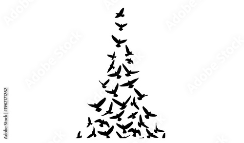 Bird silhouettes flying upward in freedom concept dynamic minimal vector illustration