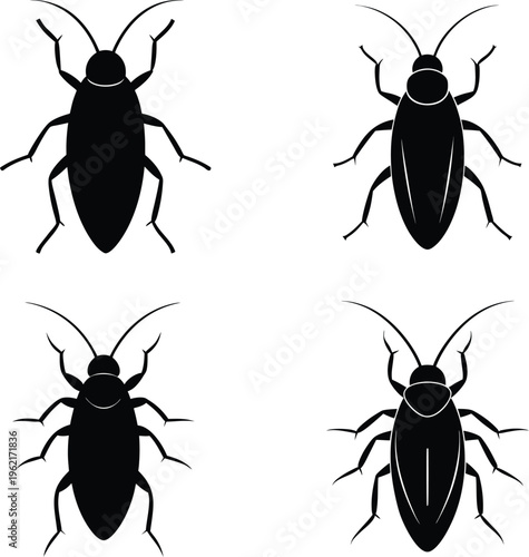 Cockroach silhouette vector illustration.