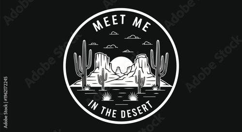 Modern Desert Landscape with Graphic Details perfect for travel promotion, invitation design, and branding.