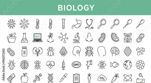 Biology Education Concept Illustration with Wildlife Plants Microorganisms Scientist Books and Laboratory Equipment Nature Science Learning Vector Banner Design