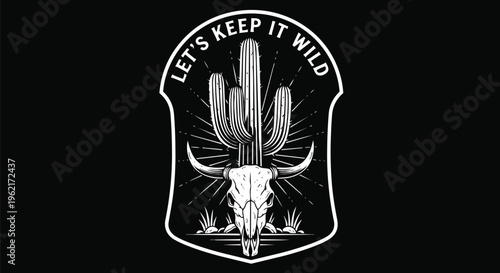 Modern Emblem with Cactus Against Black Background, perfect for branding, apparel design, and poster art.