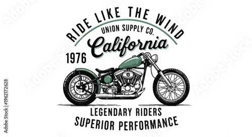 Modern Motorcycle Design with Detailed Graphic Elements, perfect for vintage apparel, promotional material, and event advertising campaigns.