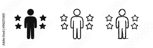 Four Star Customer Rating Icon Set - Quality Feedback and Service Excellence Symbol