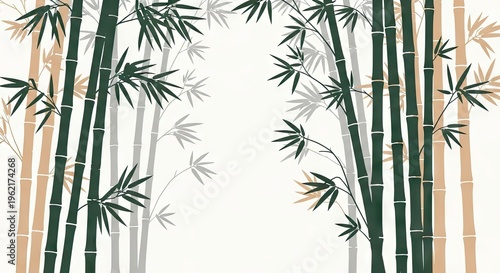 Elegant bamboo forest illustration with copy space for design and background use