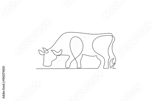 Cow head continuous one line drawing minimalist animal outline
