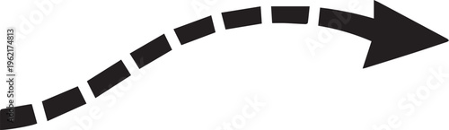 Curved arrow composed of segmented blocks pointing to the right Vector