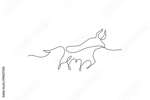 Cow continuous one line drawing of a caw for modern logo design
