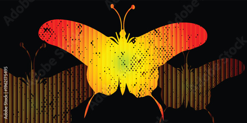Abstract Striped Butterfly Background, with Dark Light background. clean vector design