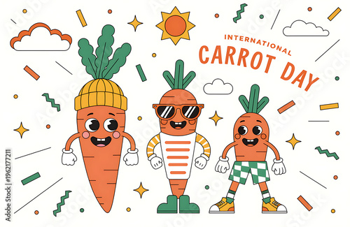 cartoon illustration of a carrot April 4: International Carrot Day poster