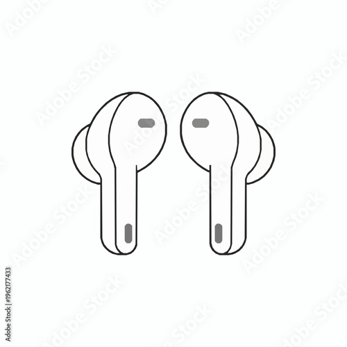 Minimal Wireless Earbuds Outline Vector Icon for UI Design