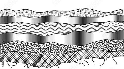 Seamless vector background with outline layers of earth rock or soil texture.