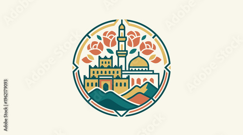 Elegant Vector Emblem of Middle Eastern Cityscape