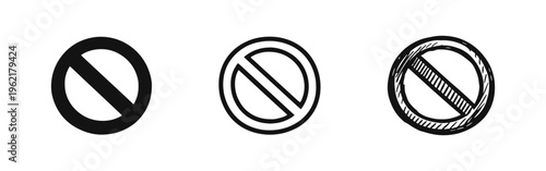 Prohibition Sign Icon Set - No Entry, Stop, Forbidden, and Restricted Symbols in Different Styles.