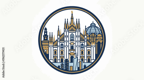 Milan Cathedral Emblem in a Decorative Circle
