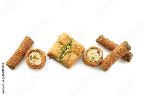 Delicious baklava on white ...