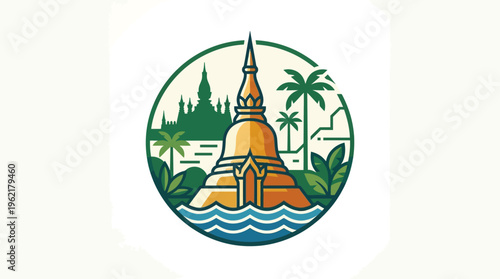 Stylized Thai Temple And Landscape Design