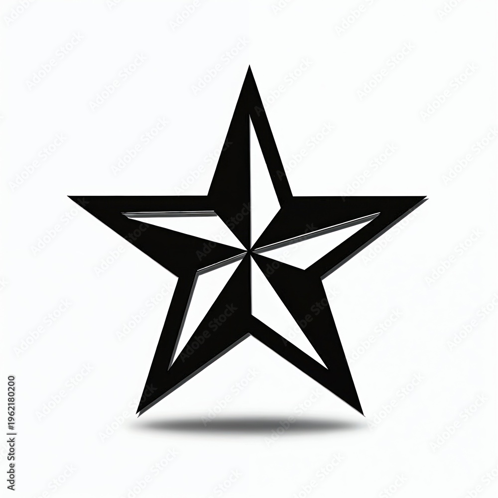 Obraz premium Black star icon with bold outline and sharp points. Geometric shape represents success excellence achievement. Isolated graphic element on white background.