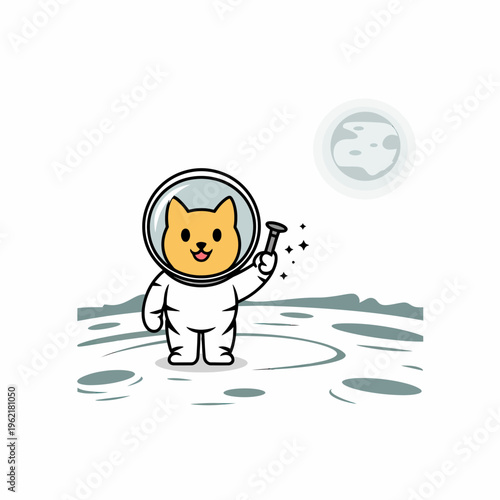 Shiba Inu Astronaut on Moon with Space Suit