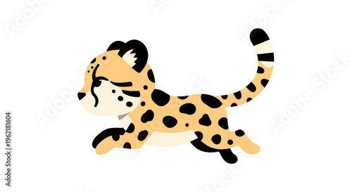 Stylized cheetah cub illustration with playful pose and simple design elements