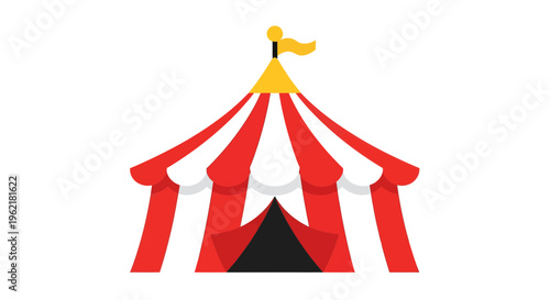 Stylized Circus Tent with Red and White Stripes, Ideal for Event or Festival Imagery