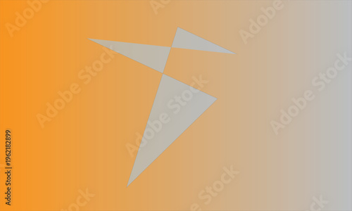 The background consists of a smooth linear gradient. It transitions from a vibrant, saturated orange on the left side to a neutral, muted grey on the right. This creates a sense of movement or a trans