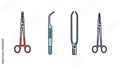 Lab Forceps Line art vector simple abstract colorful pattern