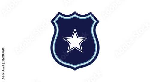 Police Badge Shield Star Emblem Symbol, Blue and White Officer Insignia, Law Enforcement Badge Design
