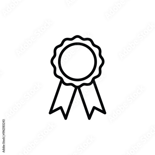 Black and white award ribbon icon minimalist awards medal line art awards symbol vector illustration