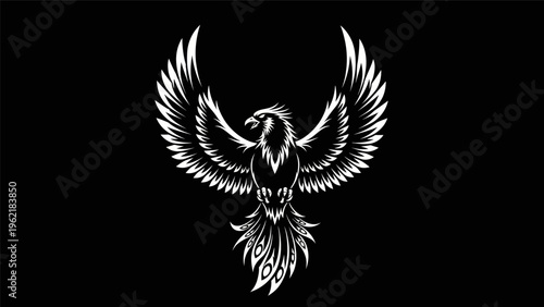 Phoenix bird illustration on black background