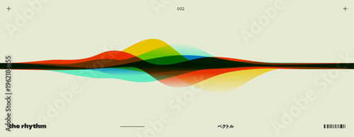 Wave Sound Music in A Groovy Abstract Background with A Soundwave Concept. A Dynamic Flow for Poster or Digital Use with Electronic Rainbow Radio Landscapes and A Pulsing Retro Beat