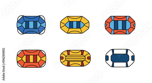 Life Raft Line art vector set simple clean illustration