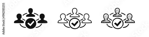 Team Collaboration Approved Checkmark Icons Set