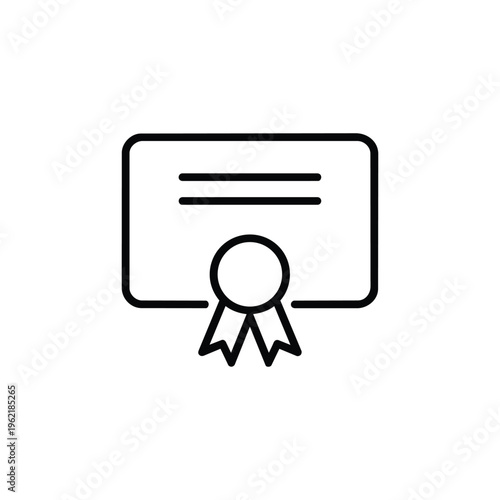 Award certificate icon black and white award certificate line art minimalist awards vector illustration