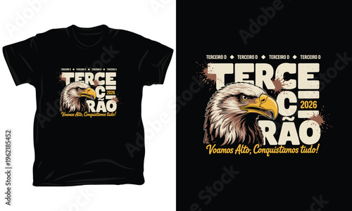 Eagle head with text vector illustration for graduation t-shirt.