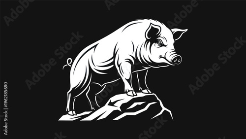 Pig illustration on black background