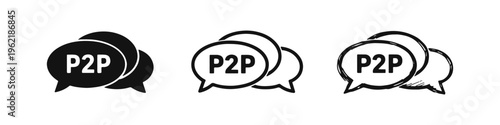 P2P Peer-to-Peer Messaging and Chat Bubbles Icons