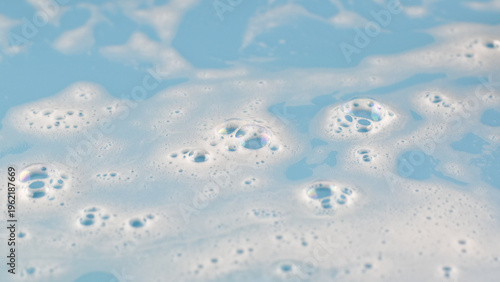 foam bubble close up,Macro view white soapy bubbles foam