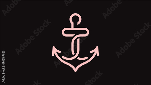 Pink anchor on black background