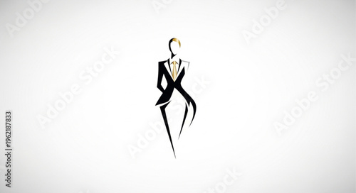 Elegant Fashion Sketch of a Woman in a Suit.