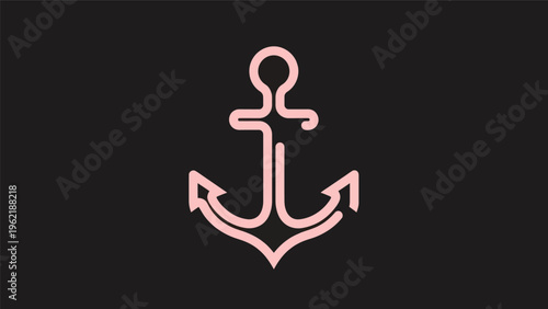 Pink anchor on black background