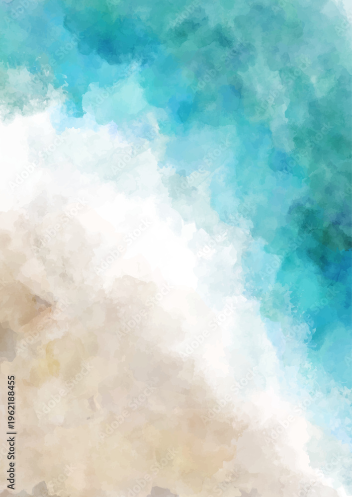 Fototapeta premium Abstract background with a hand painted beach themed watercolour design