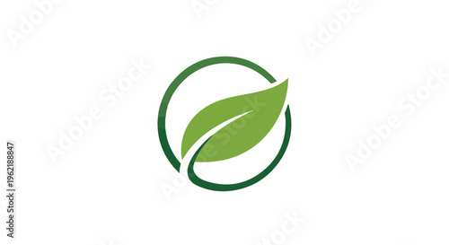 A green leaf symbol within a dark green circle on a white background