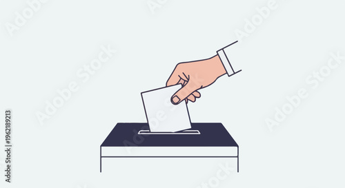 A hand drops a ballot into a dark voting box