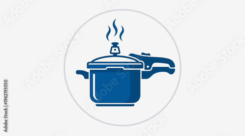 Blue Pressure Cooker Icon on White Background