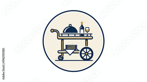 Elegant Room Service Icon in a Circular Frame